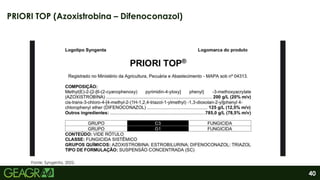 40
PRIORI TOP (Azoxistrobina – Difenoconazol)
Fonte: Syngenta, 2022.
 