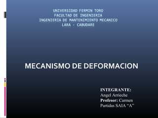 MECANISMO DE DEFORMACION
INTEGRANTE:
Angel Arrieche
Profesor: Carmen
Partidas SAIA “A”
 