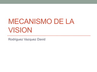 MECANISMO DE LA
VISION
Rodriguez Vazquez David

 