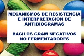 MECANISMOS DE RESISTENCIA
E INTERPRETACION DE
ANTIBIOGRAMAS
BACILOS GRAM NEGATIVOS
NO FERMENTADORES
 