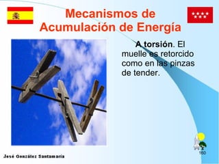 Mecanismos de Acumulación de Energía A torsión . El muelle es retorcido como en las pinzas de tender. 