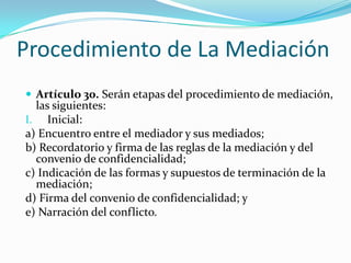 II. Análisis del caso y construcción de la agenda:a) Identificación de los puntos en conflicto;b) Reconocimiento de la corresponsabilidad;c) Identificación de los intereses controvertidos y de las necesidades reales generadoras del conflicto;d) Atención del aspecto emocional de los mediados;e) Listado de los temas materia de la mediación; yf) Atención de los temas de la agenda