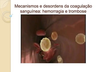 Mecanismos e desordens da coagulação
sanguínea: hemorragia e trombose
 