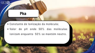 25
Pka
Constante de Ionização da molécula;
Valor de pH onde 50% das moléculas
ionizam enquanto 50% se mantém neutro.
 