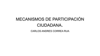 MECANISMOS DE PARTICIPACIÓN
CIUDADANA.
CARLOS ANDRES CORREA RUA
 