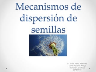 Mecanismos de
dispersión de
semillas
Fº Javier Pérez Remacho
Marta Piqueras Arroyo
Biología & Geología
2015/2016
 