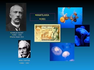 PAUL PORTIER 1866 – 1962 ANAFILAXIA  1901 CHARLES RICHET 1850 – 1935 Premio Nobel 1913 