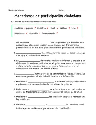 Mecanismos de participación ciudadana