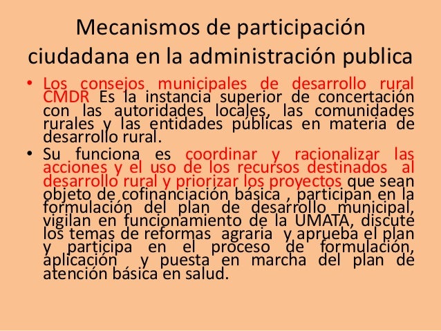 Mecanismos de participacion en la administracion publica