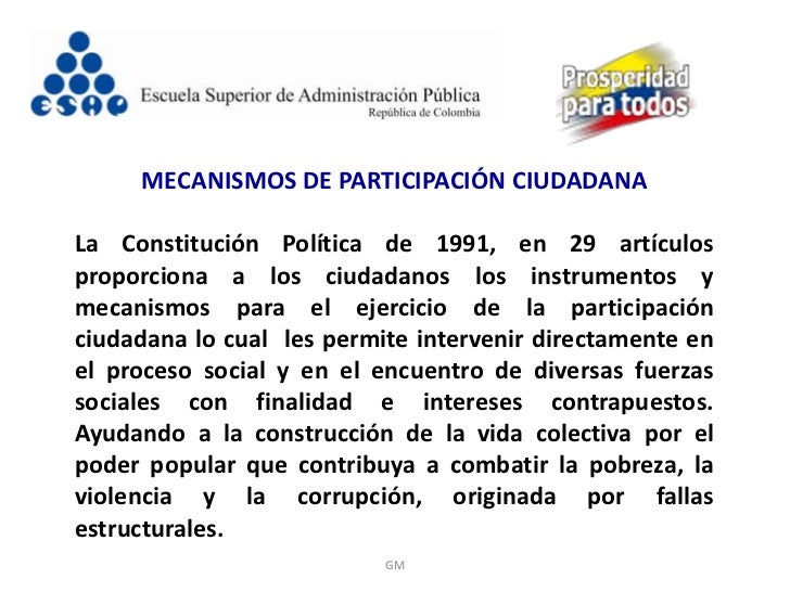 Mecanismos participación ciudadana gm. Mecanismos participación ciudadana gm.