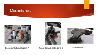 Mecanismos
Rueda dentada doble perfil BRueda dentada doble perfil A Tornillo sin fin
 