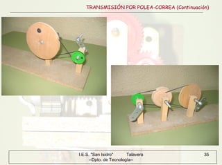I.E.S. "San Isidro" Talavera
--Dpto. de Tecnología--
35
TRANSMISIÓN POR POLEA-CORREA (Continuación)
 