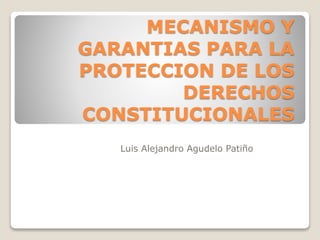 MECANISMO Y
GARANTIAS PARA LA
PROTECCION DE LOS
DERECHOS
CONSTITUCIONALES
Luis Alejandro Agudelo Patiño
 