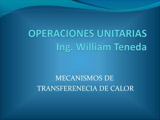 MECANISMOS DE 
TRANSFERENECIA DE CALOR 
 
