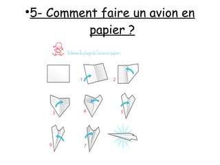 ●
5- Comment faire un avion en
papier ?
 