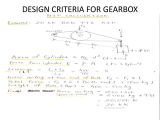 DESIGN CRITERIA FOR GEARBOX
 