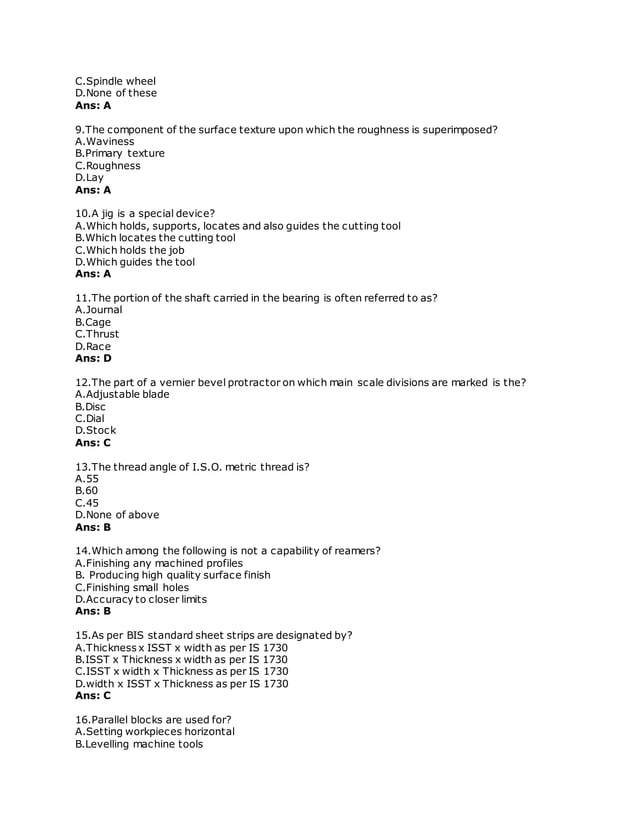 Mechanical engineering objective Questions and answer PDF