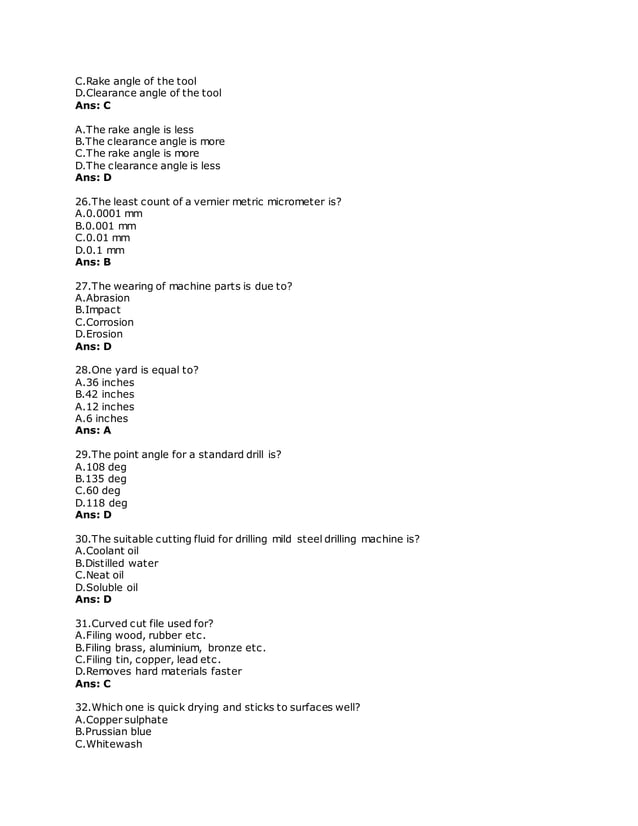 Mechanical engineering objective Questions and answer PDF