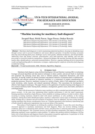 Machine learning for Machinery Fault Diagnosis | PDF
