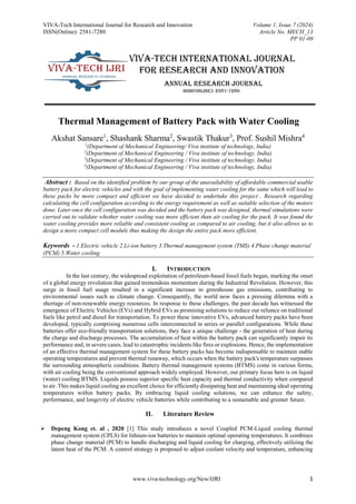 Thermal Management of Battery Pack with Water Cooling | PDF