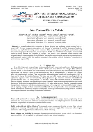 Solar Powered Electric Vehicle | PDF