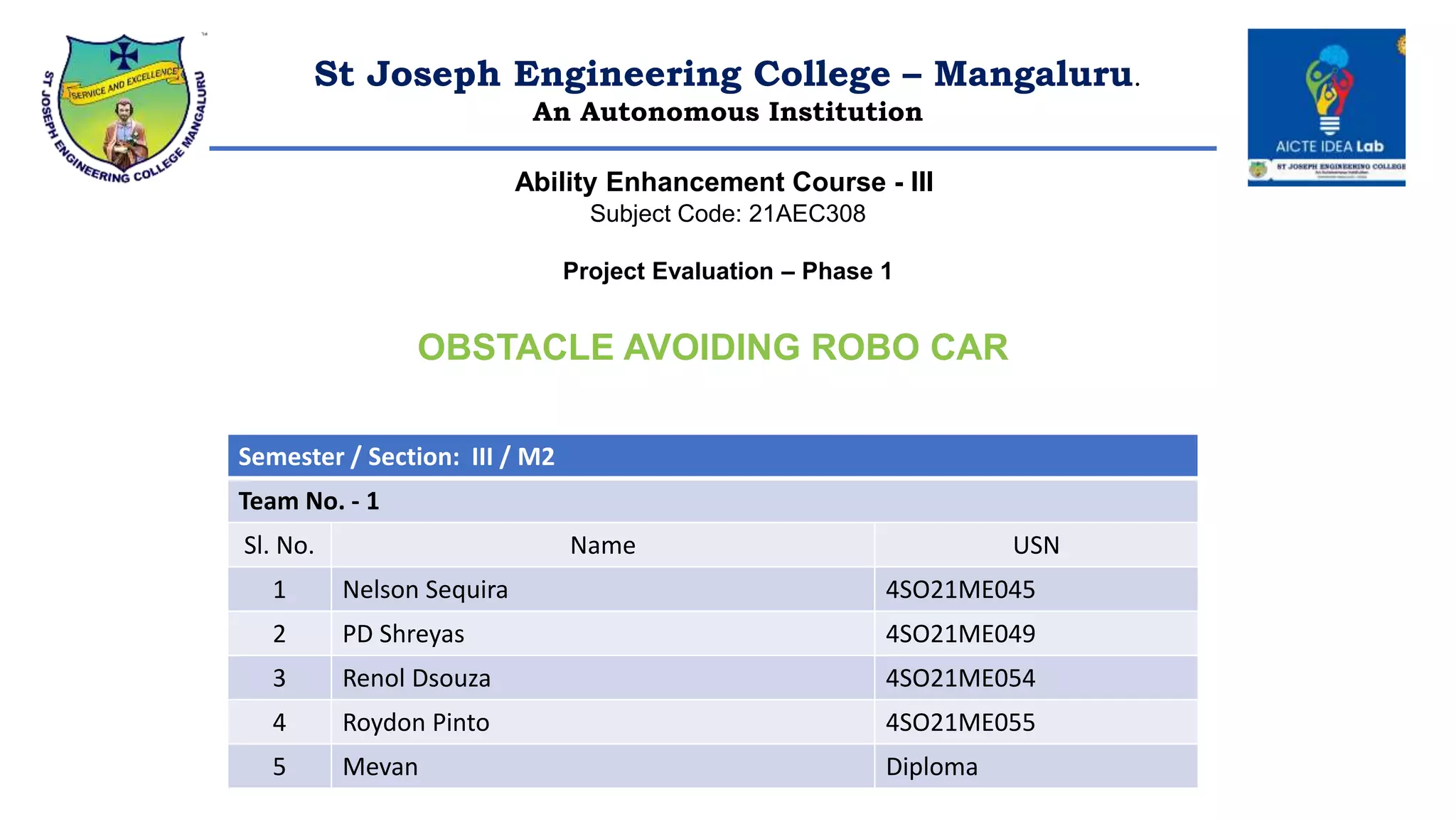Obstacle avoiding Robo Car | PPT