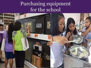 Purchasing equipment
for the school
 