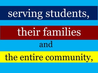 the entire community,
serving students,
their families
and
 