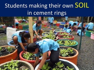 Students making their own SOIL
in cement rings
 