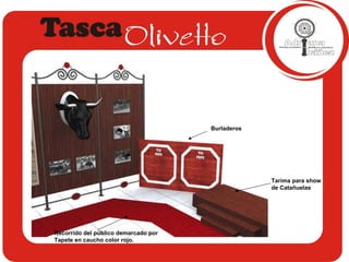 Recorrido del público demarcado por Tapete en caucho color rojo. Tarima para show de Catañuelas Burladeros 