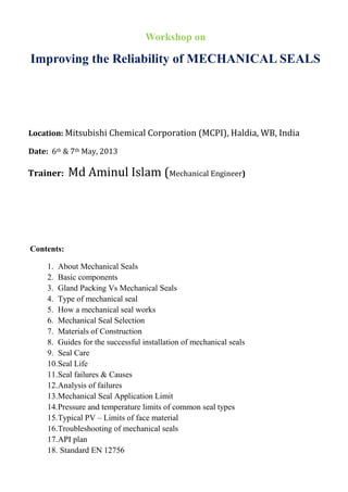Improving the Reliability of MECHANICAL SEALS | PDF
