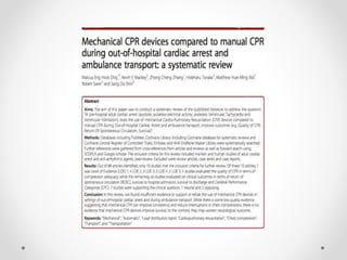 Mechanical CPR: evidence and issues | PPTX