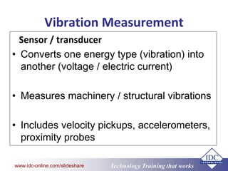 www.eit.edu.au
Technology Training that Workswww.idc-online.com/slideshare
Vibration Measurement
Sensor / transducer
• Con...