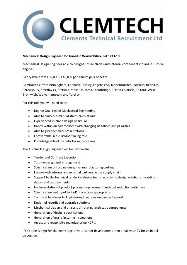Mechanical Design Engineer Job Based In Warwickshire Ref 1211 19