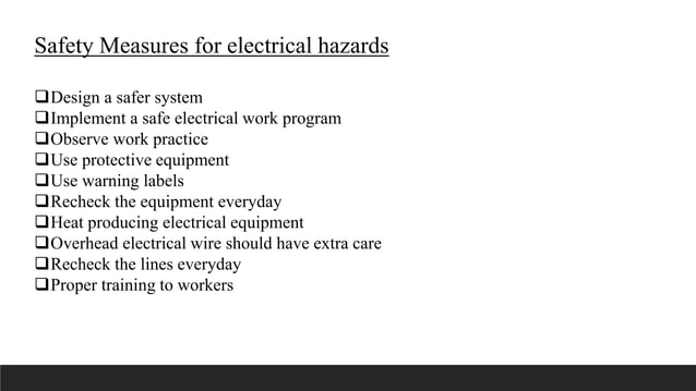 MECHANICAL , ELECTRICAL HAZARDS AND SAFETY REGULATIONS.pptx | First Aid ...