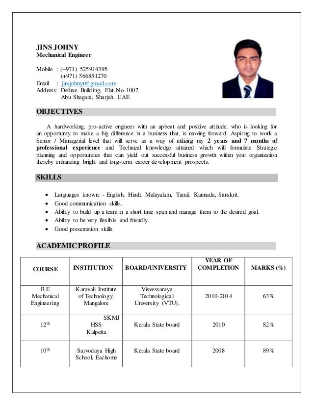 Mechanical engineer - Resume