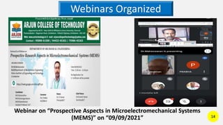 Webinar on “Prospective Aspects in Microelectromechanical Systems
(MEMS)” on “09/09/2021” 14
Webinars Organized
 