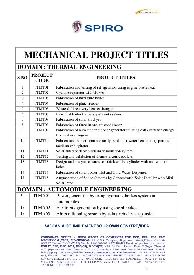 research title example for mechanical engineering