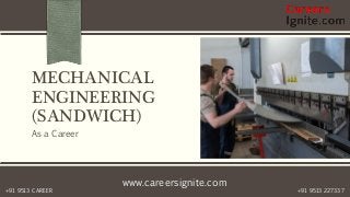 www.careersignite.com
+91 9513 227337+91 9513 CAREER
MECHANICAL
ENGINEERING
(SANDWICH)
As a Career
 