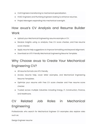 Mechanical Engineer Resume Examples & Writing Guide for 2025 | PDF