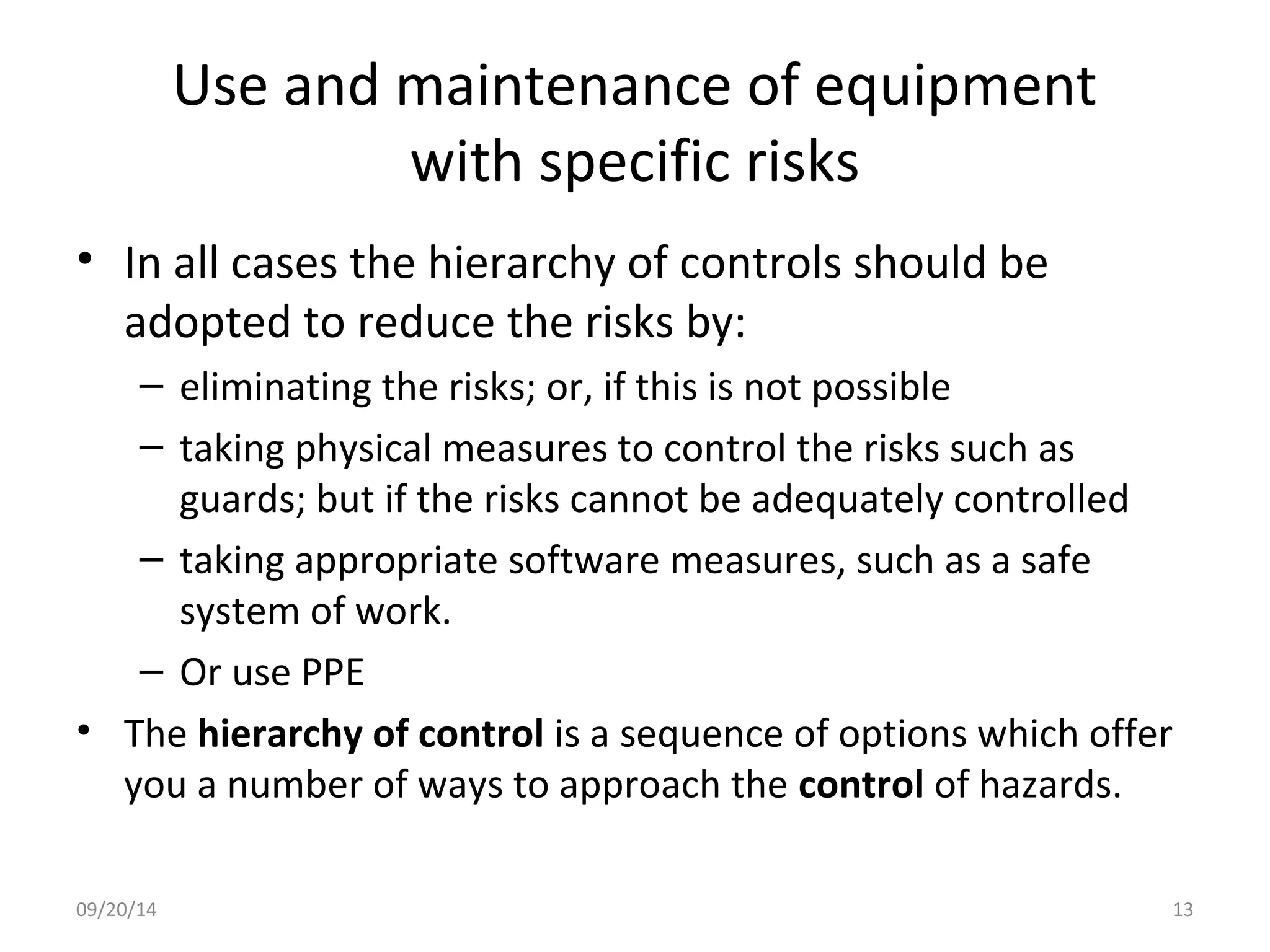 Specific Hazard Control Mechanical hazard control | PPT