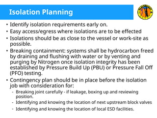 Upstream Isolation Comprehensive Training on Safe Mechanical Isolation and Reinstatement ...