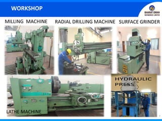 7
SURFACE GRINDER
RADIAL DRILLING MACHINE
MILLING MACHINE
WORKSHOP
 