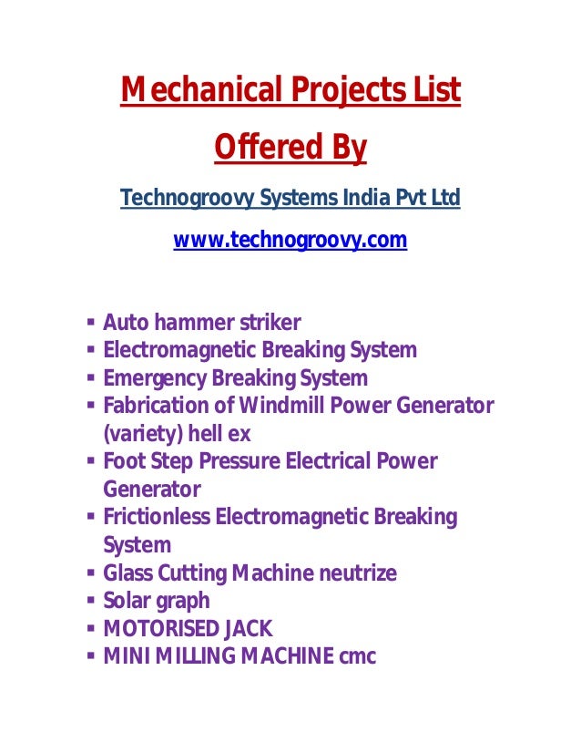 mechanical equipments list