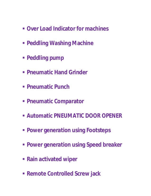 mechanical equipments list