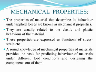 Mechanical properties of materials | PPT