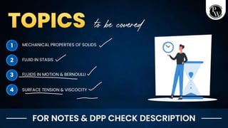 MECHANICAL PROPERTIES OF SOLIDS AND FLUIDS _ Class Notes __ NEET ...