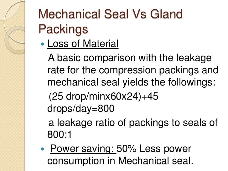 Mechanical Seal Vs Gland Packing
