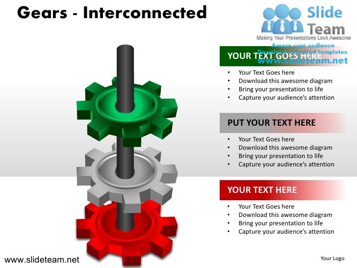 Mechanical spinning gear s interconnected powerpoint presentation slides.