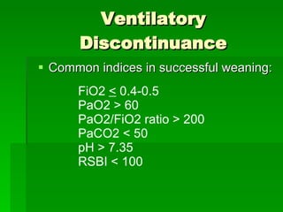 Wean Fio2 NurseReview.Org - Introduction to Mechanical Ventilation | PPT